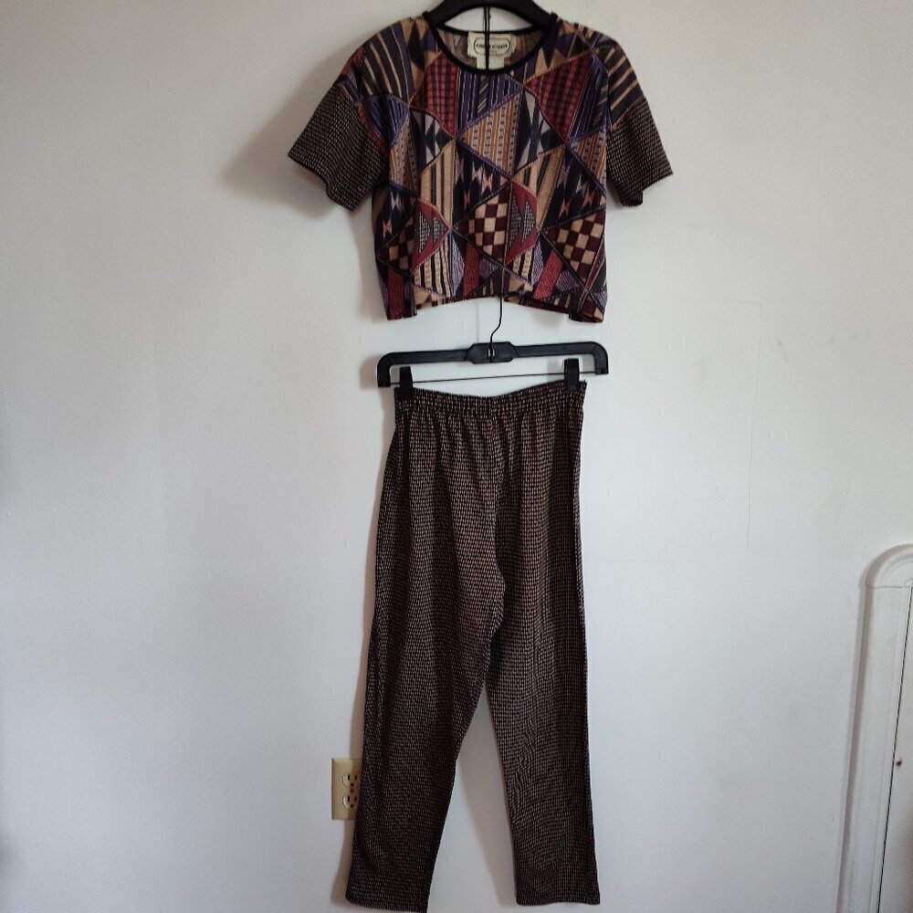 Ladies Petite SZ P Vintage Adrienne Vittadini Crop Top & Leggings
